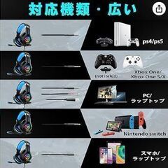 ゲーミングヘッドセット ps4 ヘッドセット マイク付き Switch へっどせっと 密閉型 ゲーム用 PC ヘッドホン 重低音 伸縮可能 騒音隔離 有線 スカイプ FPS 対応 LEDライト付き　転売OK　　倒産品　まとめ売り　ネット商材　アマゾン引き上げ商品　メルカリ　副業の画像