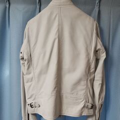 ☆破れあり☆ラム革 シングルライダース メンズ 白 LLの画像