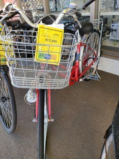 ★店頭にて試乗可★ J7831　marukin　マルキン　シティサイクル　レイニーホーム　レッド　26インチ　6段変速　オートライト　簡易クリーニング済　【リユースのサカイ柏店】　 中古自転車 　流山市 中古自転車 松戸市 中古自転車 我孫子市 中古自転車 船橋市 中古自転車 守谷市 中古自転車 取手市 中古自転車