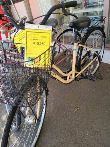 ★店頭にて試乗可★ J7834　シティサイクル　Lilac　ライラック　クリーム　26インチ　オートライト　簡易クリーニング済　【リユースのサカイ柏店】　 中古自転車 　流山市 中古自転車 松戸市 中古自転車 我孫子市 中古自転車 船橋市 中古自転車 守谷市 中古自転車 取手市 中古自転車