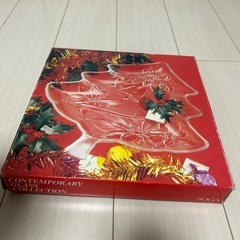 クリスマスツリー型　飾り皿　曽我ガラス　