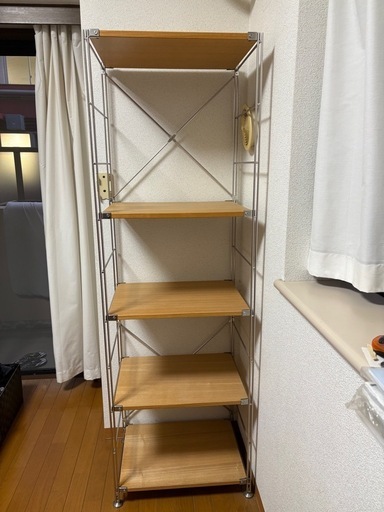 無印良品　ステンレスシェルフ　オーク材棚