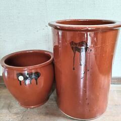 2点まとめて　大きい　茶色い壺　傘たて