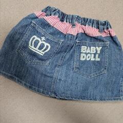 ベビードール　BABYDOLL ミニー　デニム　スカート　リボン　ミニちゃん　ディズニー　Disney デニムスカート　120cmの画像