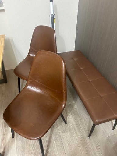 ダイニングチェア　椅子　ヴィンテージ風　ブラウン　レザー
