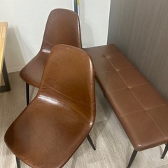 ダイニングチェア　椅子　ヴィンテージ風　ブラウン　レザー