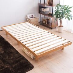 新品 ベッド セミダブル 2段階 高さ調整 耐荷重約200kg 天然木 すのこベッド ナチュラル 幅約120×長さ約200cm×高さ約6.5~23.5㎝