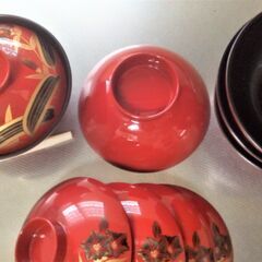 漆器のお椀(蓋付き)B 5組セット 汁椀 吸物椀  中古の画像