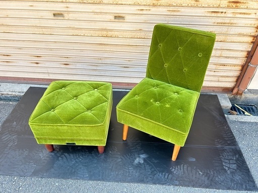 カリモク60 Kチェア オットマン モケットグリーン 訳あり