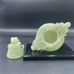 【決まりました】砡香炉 三足香炉 中国美術 香炉 置物 翡翠 ヒスイ 龍 香道具 彫刻 アンティークの画像