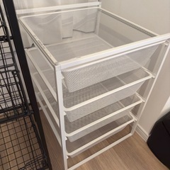 イケア IKEA ヨナクセル 収納 バスケット 4段 白 ホワイト