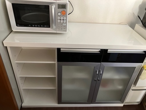 食器棚 白エナメル 幅59㎝ スリムタイプ キッチンボード 西岡店