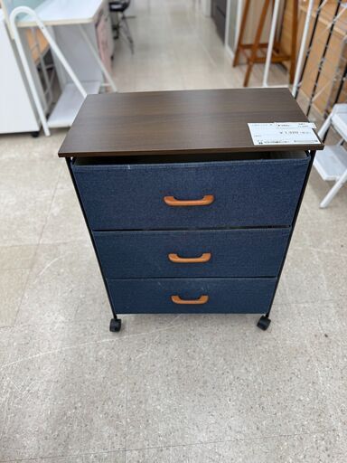 ★ジモティ割あり★  三段ボックス 青 H76.5×D34.5×W60 クリーニング済み TJ9069