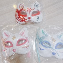 新品未使用　狐お面　お祭り　狐　きつね　夏祭り　コスプレ　ハロウィン　仮装の画像