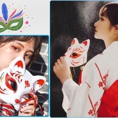 新品未使用　狐お面　お祭り　狐　きつね　夏祭り　コスプレ　ハロウィン　仮装の画像