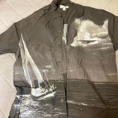 アロハシャツ。ヨット。ブルー＆グレー2点セット。
