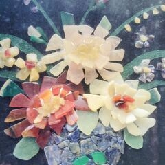 貴石画　山梨県美術工芸品/額装　ストーンアート　※中古品の画像