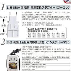 🐱【新品・未使用品】海外旅行用 ゴーコン変圧器セット 変換 アダプター 変圧器 セット例外申請承認済 RW108の画像