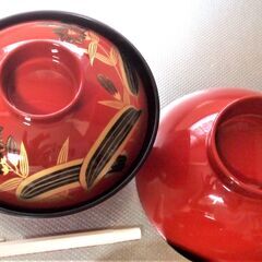 漆器のお椀(蓋付き)B 5組セット 汁椀 吸物椀  中古の画像