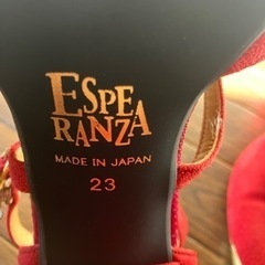 　ESPERANZA ストラップ パンプス         23cmレッド・ゴールド日本製 美品の画像