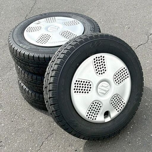 スズキ MRワゴン純正スチールホイール+スタッドレスタイヤ4本セット 145/80R13 2021年2週製造 札幌 東区 店頭引取歓迎