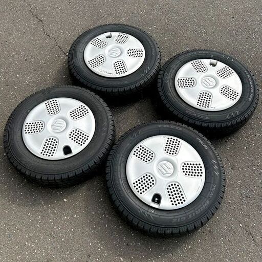 スズキ MRワゴン純正スチールホイール+スタッドレスタイヤ4本セット 145/80R13 2021年2週製造 札幌 東区 店頭引取歓迎 スズキ MRワゴン純正スチールホイール+スタッドレスタイヤ4本セット