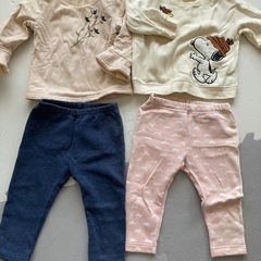 【お値下げしました】女の子　起毛長袖&ズボン　4着セット　80cm