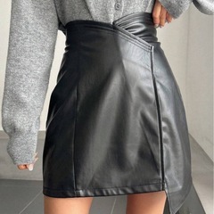 DAZY レディース Vウエスト アシメ スカート レザー セク...