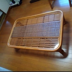 ラタン　ガラステーブル