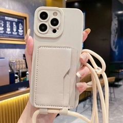新品　カードホルダー　ショルダーストラップ付き クロスボディストラップ付き ベージュ アイデザイン スマホケース　の画像