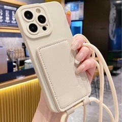 新品　カードホルダー　ショルダーストラップ付き クロスボディストラップ付き ベージュ アイデザイン スマホケース　の画像
