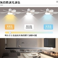 シーリングファンライト シーリングファン E26 引掛け リモコン付きの画像