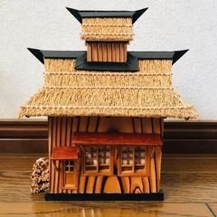 茅葺き屋根　模型　手作り　ハンドメイド　昭和レトロ　建築　ミニチュアの画像