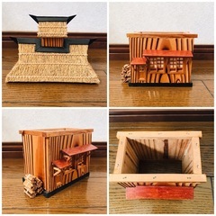 茅葺き屋根　模型　手作り　ハンドメイド　昭和レトロ　建築　ミニチュアの画像