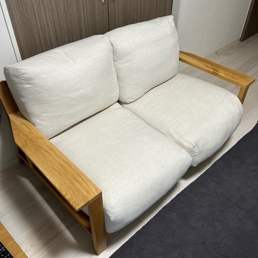 無印良品 ソファ　木製フレーム　フェザーポケットコイル　2シーター