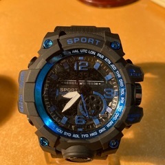 スポーツデジタル、アナログウォッチ　ブルー