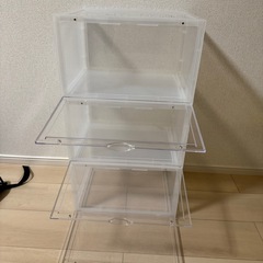 スニーカーケース　シューズ入れ　シューズボックス　スニーカーボックス　透明　横開き
の画像