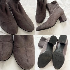 【美品】ユニクロUNIQLOグレー スエード風 ブーティ 24.5cmの画像
