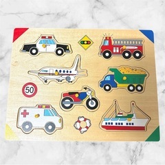 木製ノブつきパズル❤トイザらス　3点セット　動物　乗り物　パズルの画像