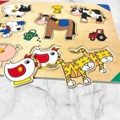 木製ノブつきパズル❤トイザらス　3点セット　動物　乗り物　パズルの画像