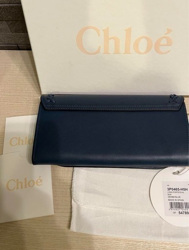 新品未使用★美品★クロエ　Chloe 取引完了★長財布　ネイビー ウォレット レザー