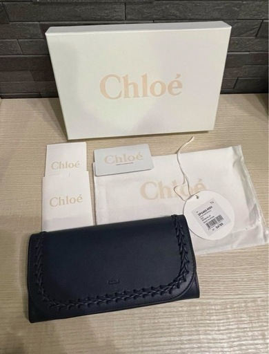 新品未使用★美品★クロエ　Chloe 取引完了★長財布　ネイビー ウォレット レザー