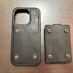 iPhone14pro用 合成皮革 手帳型ケース　黒の画像