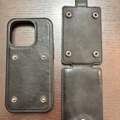 iPhone14pro用 合成皮革 手帳型ケース　黒の画像