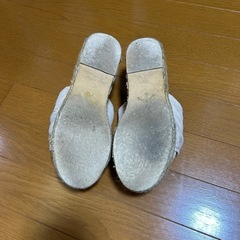 厚底　サンダル　ホワイト　ベージュ　Lの画像