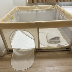 ベビーサークル 120x120x65cm 布団付き 防水シーツx2付き 工具不要組み立て