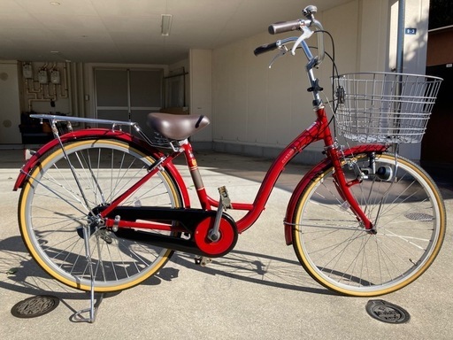 【数回のみ使用】自転車　シティサイクル　赤