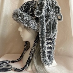 うさ耳フライトキャップ うさ耳ニット帽 y2k 韓国 グランジ リボン ロリータの画像