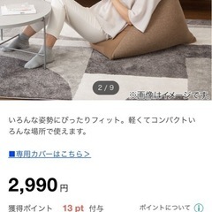 【値下げ】ニトリ　三角ビーズソファ　本体＋ネイビーカバーの画像