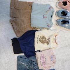 女の子　長袖子供服　靴の画像